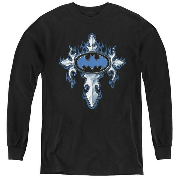 T-shirt à Manches Longues Batman & Acier Gothique Logo-Jeunesse&44; Noir - Moyen