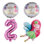 Fairy 2nd Birthday Party Balloons Set Number 2 Pink Girl