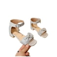 thumbnail image 4 of ZunFeo Girls Sparkly Dress Sandals for Party Low Heel Glitter Ankle Strap Buckle Open Toe Silver Little & Big Kids US 10-13.5 & 1-2.5,Size 13, 4 of 9