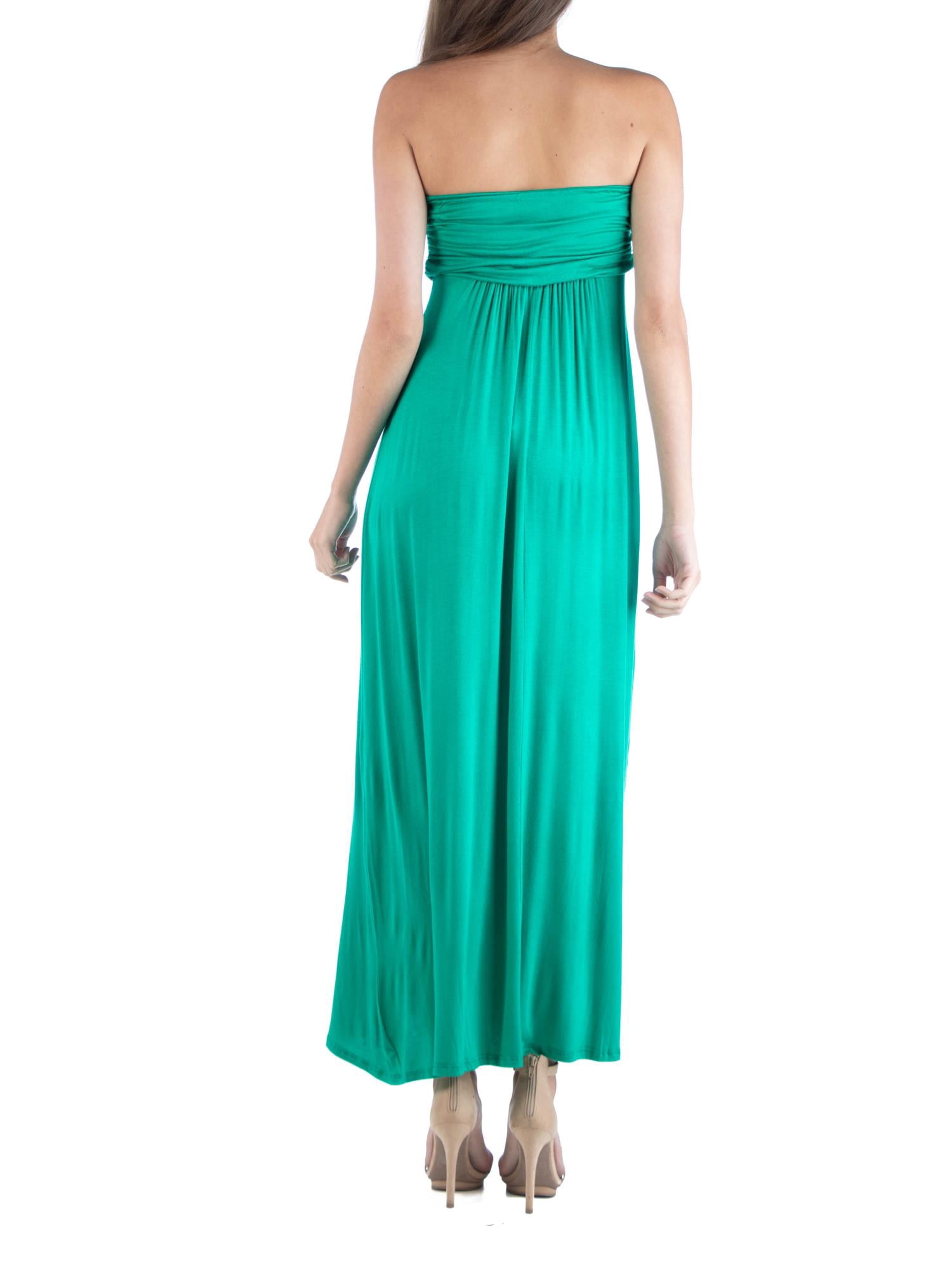 24/7 Comfort Apparel Women's Strapless Empire Waist Maxi Dress