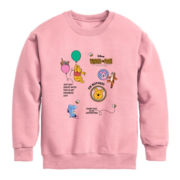 Winnie the Pooh - Character Collage Boys' Graphic Long Sleeve Fleece Sweatshirt