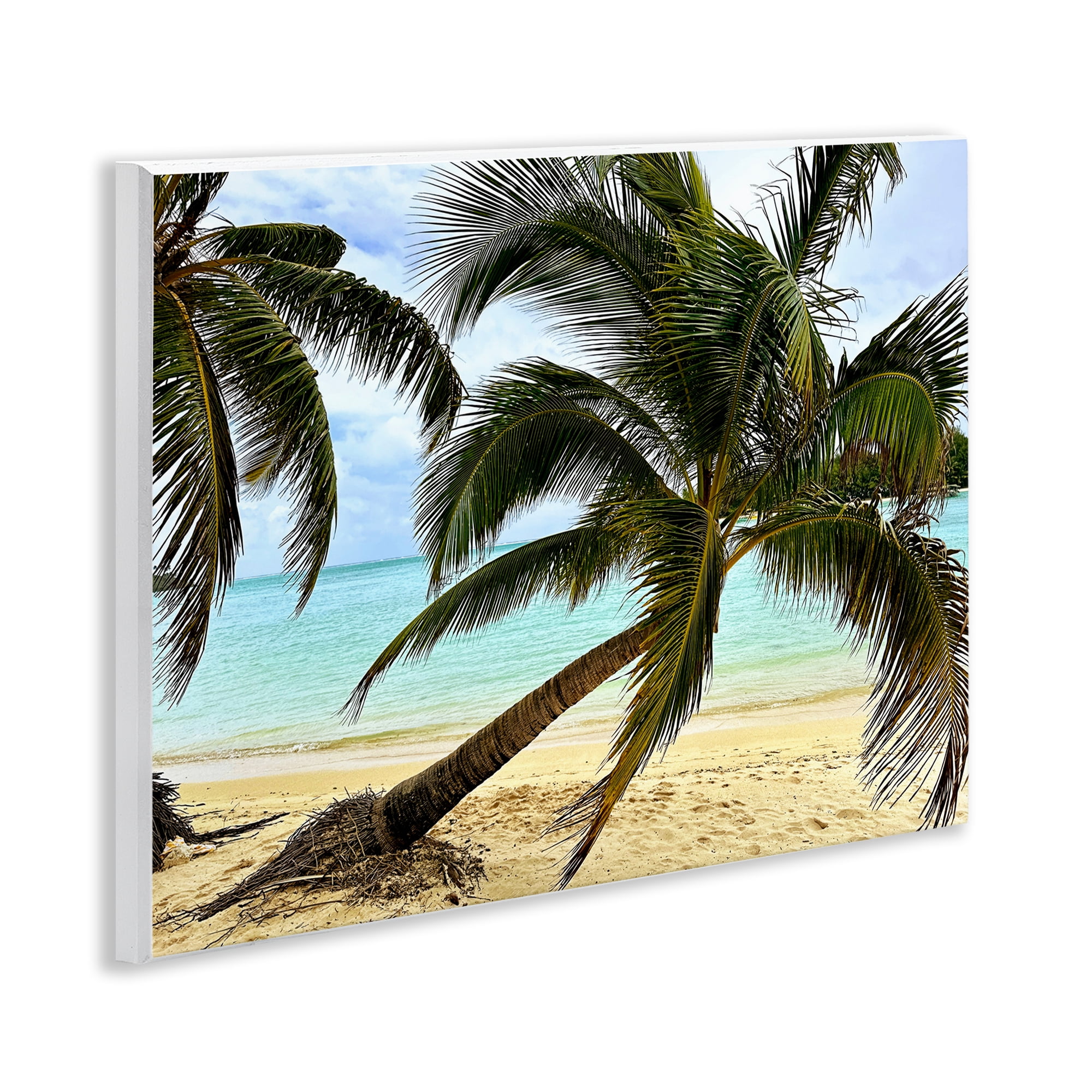 Stupell Industries Leaning Palms on Beach Landscape Photography Unframed Art Print Wall Art, 14 x 11