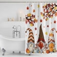thumbnail image 3 of Fall Shower Curtain, Waterproof Shower Curtains for Bathroom, Orange Yellow Thanksgiving Maple Leaf Gnomes Pumpkin Washable Fabric Bathtub Curtain Set Bath Decor with 12 Hooks 72"x78", 3 of 8