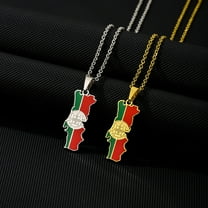 Portugal Map Flag Stainless Steel Pendant Necklace For Men And Women