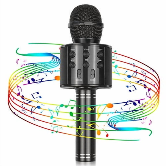 Best Gifts for Kids,Wireless Karaoke Microphone Bluetooth for Birthday Gifts for 4-12 Year Old Girls Boys for Girls Age 4-12 Christmas Xmas Stocking - Black