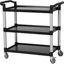 AOILE 3-Tier Service Cart, Heavy Duty Food Service Cart with Lockable Wheels, 360 lbs Capacity, Black