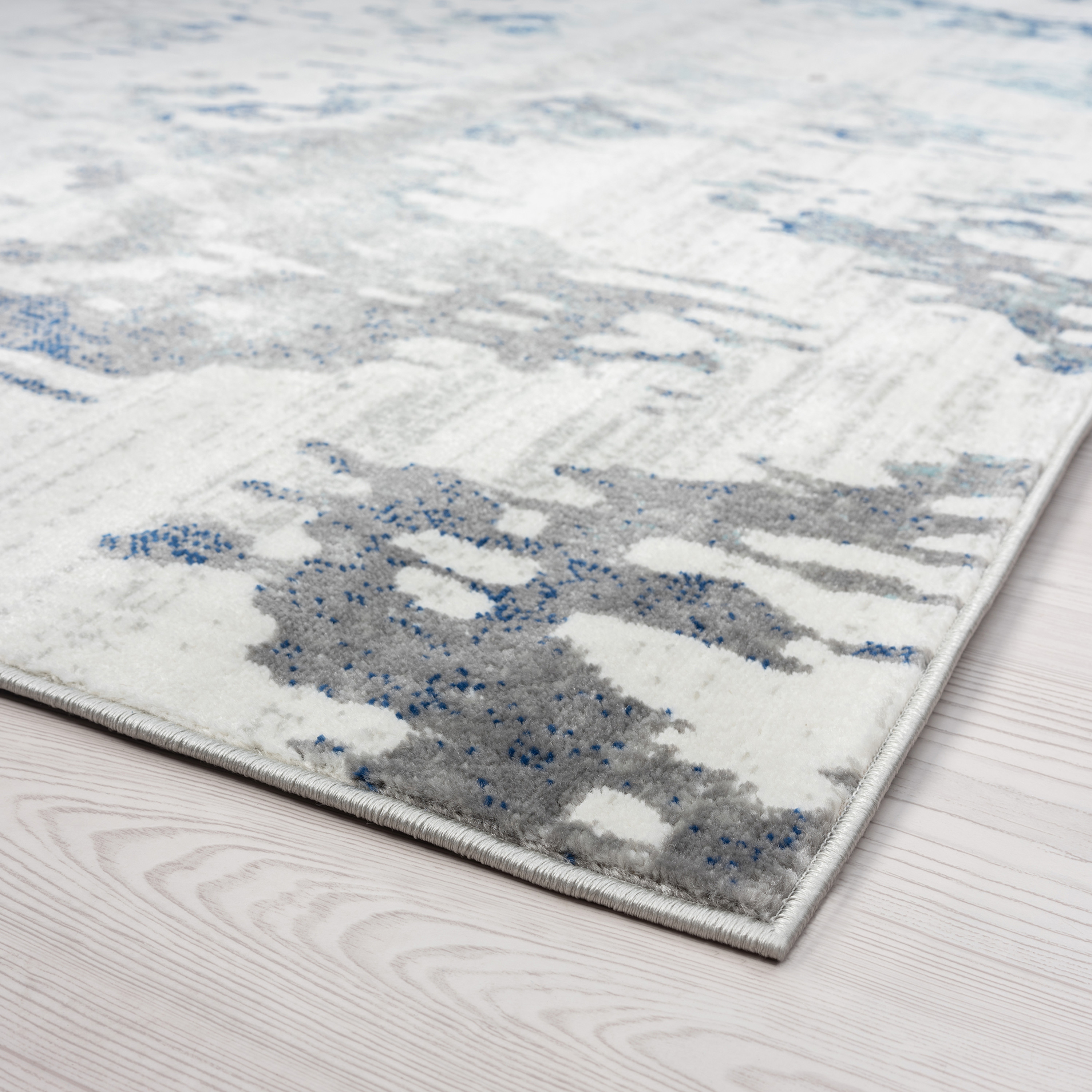 Transitional 5x8 Area Rug (5'3'' x 7'3'') Abstract Cream, Blue Living Room Easy to Clean