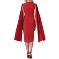 thumbnail image 3 of INSPIRE CHIC Cocktail Evening Dress for Women's Pleated Cloak Long Sleeve Cape Pencil Dress, 3 of 6