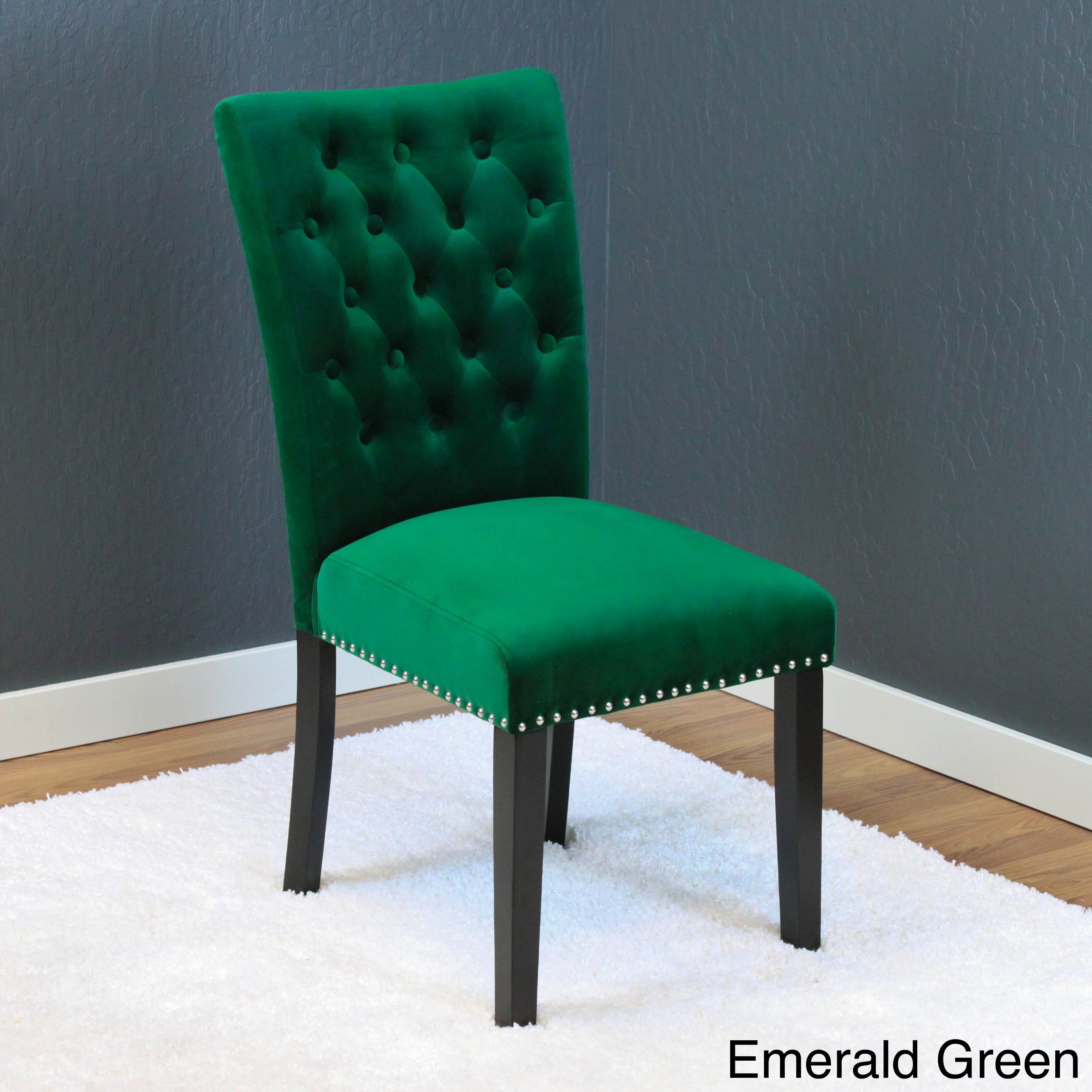 Silver Orchid Flohr Tufted Blue Velvet Dining Chairs (Set of 2