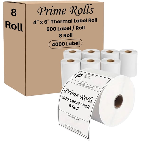 4” x 6” Direct Thermal Shipping Labels – 4000 Labels (500 per Roll, 8 Rolls) Water & Oil Resistant, Strong Adhesive – Compatible with Zebra, Rollo & Similar Printers (Not for DYMO)