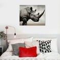 thumbnail image 5 of Nawypu  Canvas Print Wall Art Rhinoceros Portrait on Graphite Background Animals Wilderness Photography Modern Art Rustic Closeup Relax/Calm Grey Duotone for Living Room, Bedroom, Office, 5 of 6
