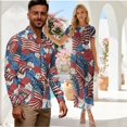 thumbnail image 2 of Chririnla Couple Patriotic Outfit American Flag Flower Print Womens Mesh Pencil Long Dress,Men's Shirts for 4th of July Memorial Day Clothes Husband Wife Match Clothes Set,S-3XL, 2 of 6