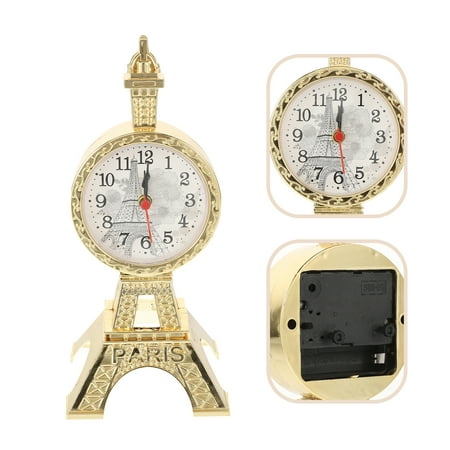 NUOLUX Office Alarm Clock Eiffel Tower Shape Golden Plastic 1Pcs 7.9X3.3X3.3In