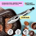 thumbnail image 2 of Stainless Steel Gripper Tongs - 8.25 Inch Metal With Teeth for Nonslip Grilling, Cooking, and Serving - Ice and Pasta Grip Slippery Foods - Comfortable Cushioned Handles, 2 of 2