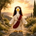 thumbnail image 2 of SHENGXINY Porch Goose Outfit, Religious Robe with Cross Necklace and Wreath Wig Goose Clothes for Patio Outdoor Home Decor Multicolor 23 in, 2 of 9