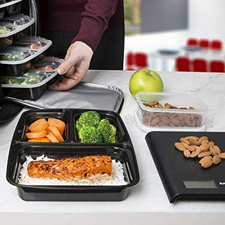 Voiceine 10Pcs Meal Prep Containers Bento Box 3 Compartment