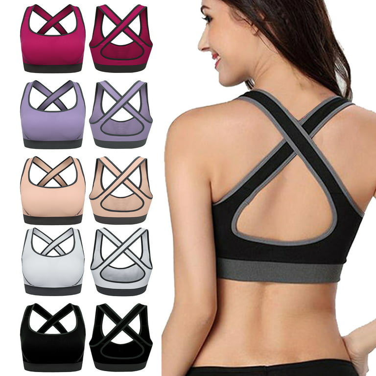 Women's Strappy Sports Bra Criss Cross Back Crop Tank Top Padded Fitness  Workout Tops Yoga Bras Fresh And Fun New Look 
