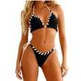thumbnail image 3 of Minjewel Women's Split Sexy Bikini Set, Adjustable Tie Side & Back with Triangle Top & High Cut Bottom, Swimsuits for Women for Summer,Black XL, 3 of 7