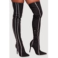 thumbnail image 2 of Women's Rhinestone Striped Denim Thigh High Stiletto Boots, 2 of 3