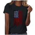 thumbnail image 2 of Uaswgudfs Women's Plus Size Patriotic American Flag Glitter Print T Shirts Short Sleeve Crew Neck Casual Tees for Independence Day Black L, 2 of 5