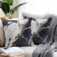 thumbnail image 2 of Black Marble Outdoor Pillow Covers Pack of 2 Gold Line Modern Abstract Minimalist Art Waterproof Throw Pillow Covers Decorative Cushion Cases for Patio Garden Tent Balcony Couch 26x26 inch, 2 of 7