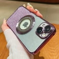 thumbnail image 3 of For iPhone 15 Plus Magnetic Glitter Case Compatible with MagSafe,Full Protection Slim Shockproof Anti-Scratch Case with Camera Lens Protector Logo View Dust-Proof Net for Women, 3 of 7