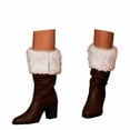 thumbnail image 3 of Christmas Santa Claus Boots Men's Wide Calf Santa Combat Boots with White Plush Foot Bells Buckle Strap for Halloween Christmas, 3 of 7