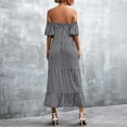 thumbnail image 7 of Womens Summer Dresses Casual Plaid Print Off Shoulder Pockets Long Dress Ladies Sleeveless Beach Dresses, 7 of 7