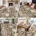 thumbnail image 5 of Area Rug for Living Room, Brown Stone Wall Non-Slip Indoor Large Carpet for Bedroom/Dining Room, Vintage Country Rocks Brick Pattern Washable Low-Profile Rectangle Floor Runner Rugs - 5 x 8 Ft, 5 of 8