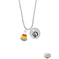 thumbnail image 2 of Delight Jewelry Silvertone 3-D Enamel Candy Corn Silvertone Script Initial Disc - D - Charm Necklace, 20"+3", 2 of 4