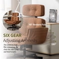 thumbnail image 6 of Peispie Criss Cross Office Chair with Adjustable Arms, Leather Cross Legged Desk Chair with Headrest, Wide Seat High Back Swivel Computer Office Chair for Home Office, Brown, 6 of 8