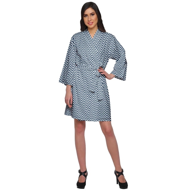 Moomaya Short Robe For Women Plus Size Printed Cotton Robe Lightweight Nightwear