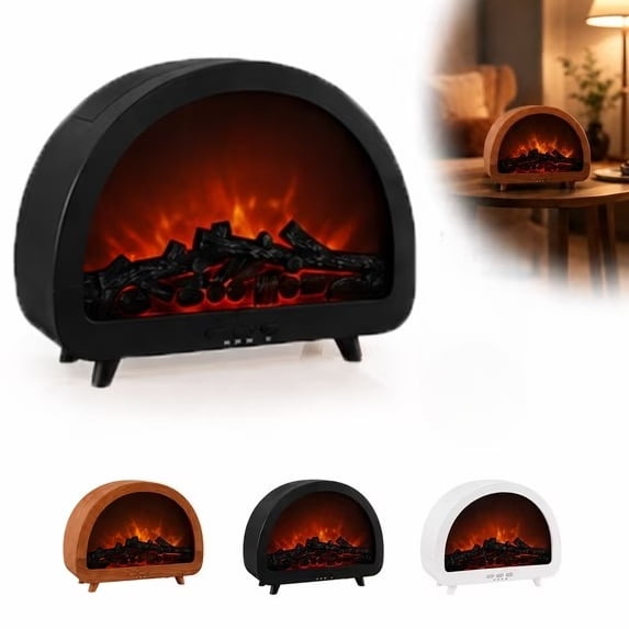 Fireplace Essential Oil Diffuser – 200ml Ultrasonic Cool Mist Humidifier with 12 Flame Colors, Remote, Timer and Auto-Off for Home and Office