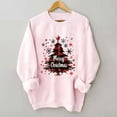 thumbnail image 2 of SwiftWear Pink Christmas Themed Crewneck Pullover Sweatshirt for Women - Holiday Print Long Sleeve Tops Cozy No-Hood Design with Festive Graphic, 2 of 6
