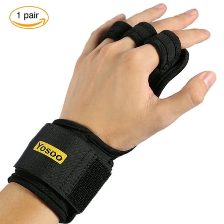 Ejoyous  Pull Up Gloves (Pair) with Wrist Support for Cross Training, WODs, Gym Workout with Micro