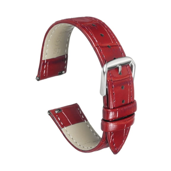 Uxcell Quick Release Leather Watch Band 20mm Embossed Pattern Leather Watch Strap Replacement for Men Women, Red