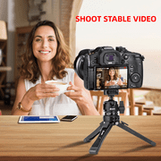 Zeadio Phone Tripod Mount, 360° Rotation Cell Phone Holder Clamp with Dual Rotatable Cold Shoe & 1/4 Thread, Compatible with Smartphone, Camera Hot Shoe, Tripod, Selfie Stick