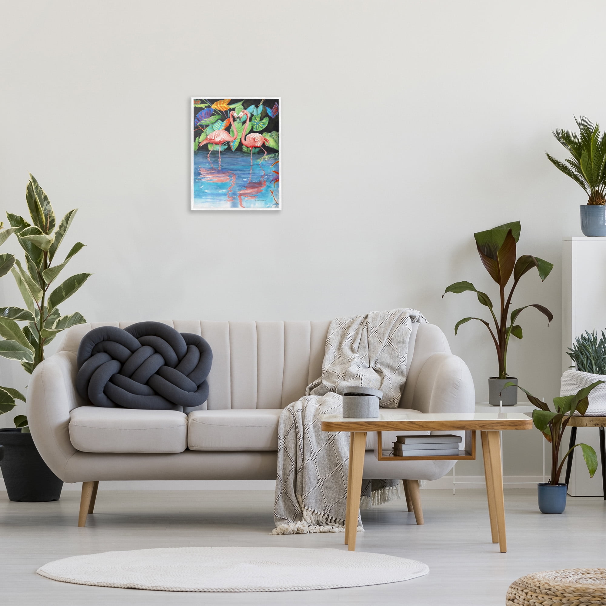 Stupell Industries Bold Flamingos Reflection Animals & Insects Painting White Framed Art Print Wall Art, 16 x 20