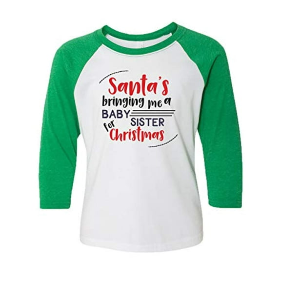 Trenz Shirt Company Christmas Baby Sister for Christmas Youth Baseball Tee-Green-Small