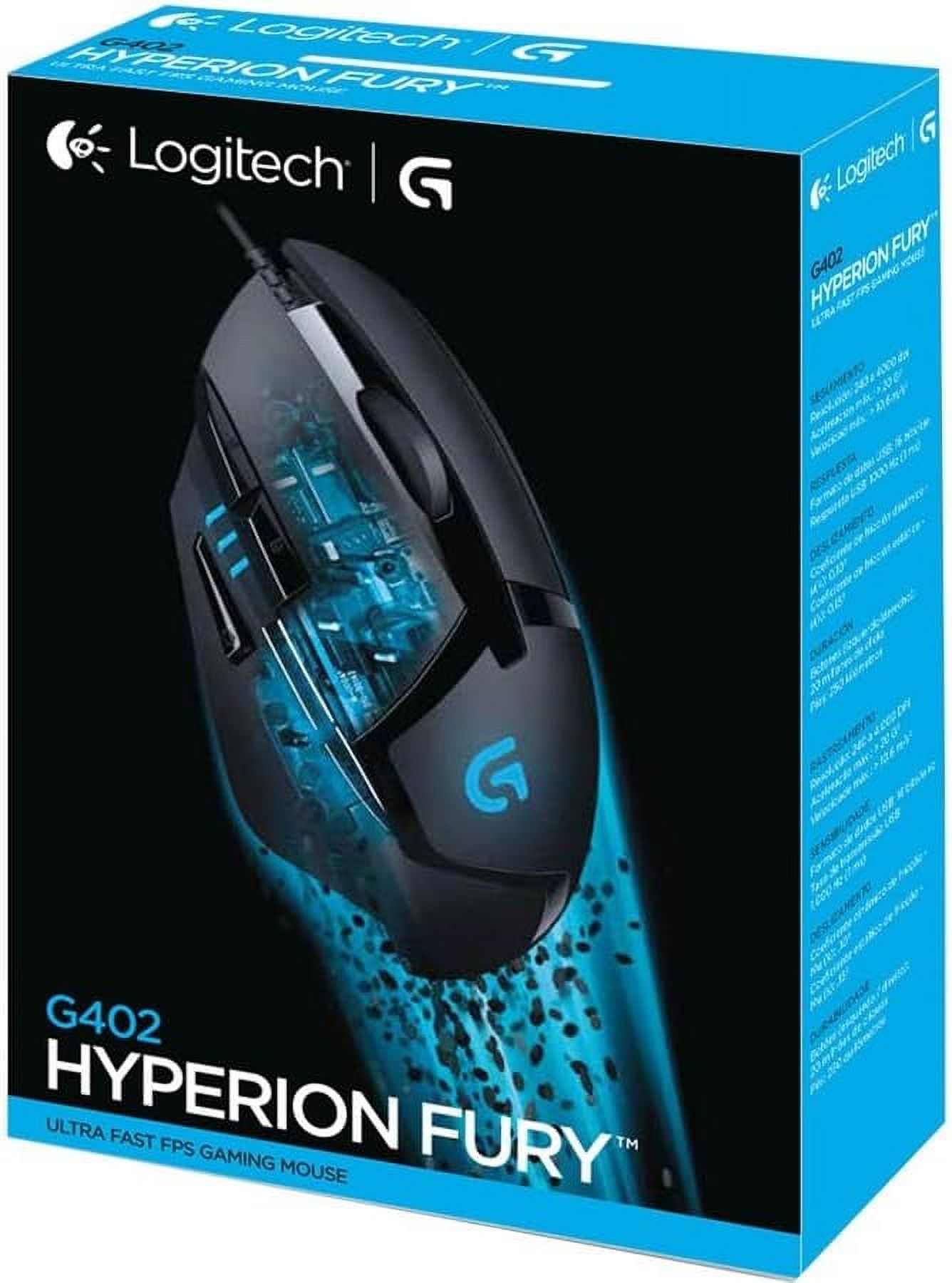 Logitech G402 910-004069 Black Wired Optical Hyperion Fury FPS Gaming Mouse with High Speed Fusion Engine - image 2 of 6