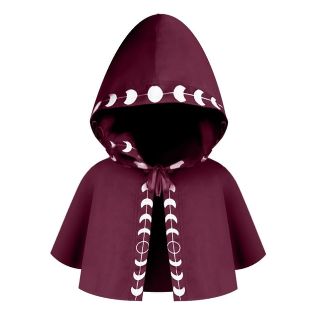 Cape de Cosplay d'Halloween Cape de Sorcier Cape de Festival Médiéval Cape à Capuche Chapeau Rouge