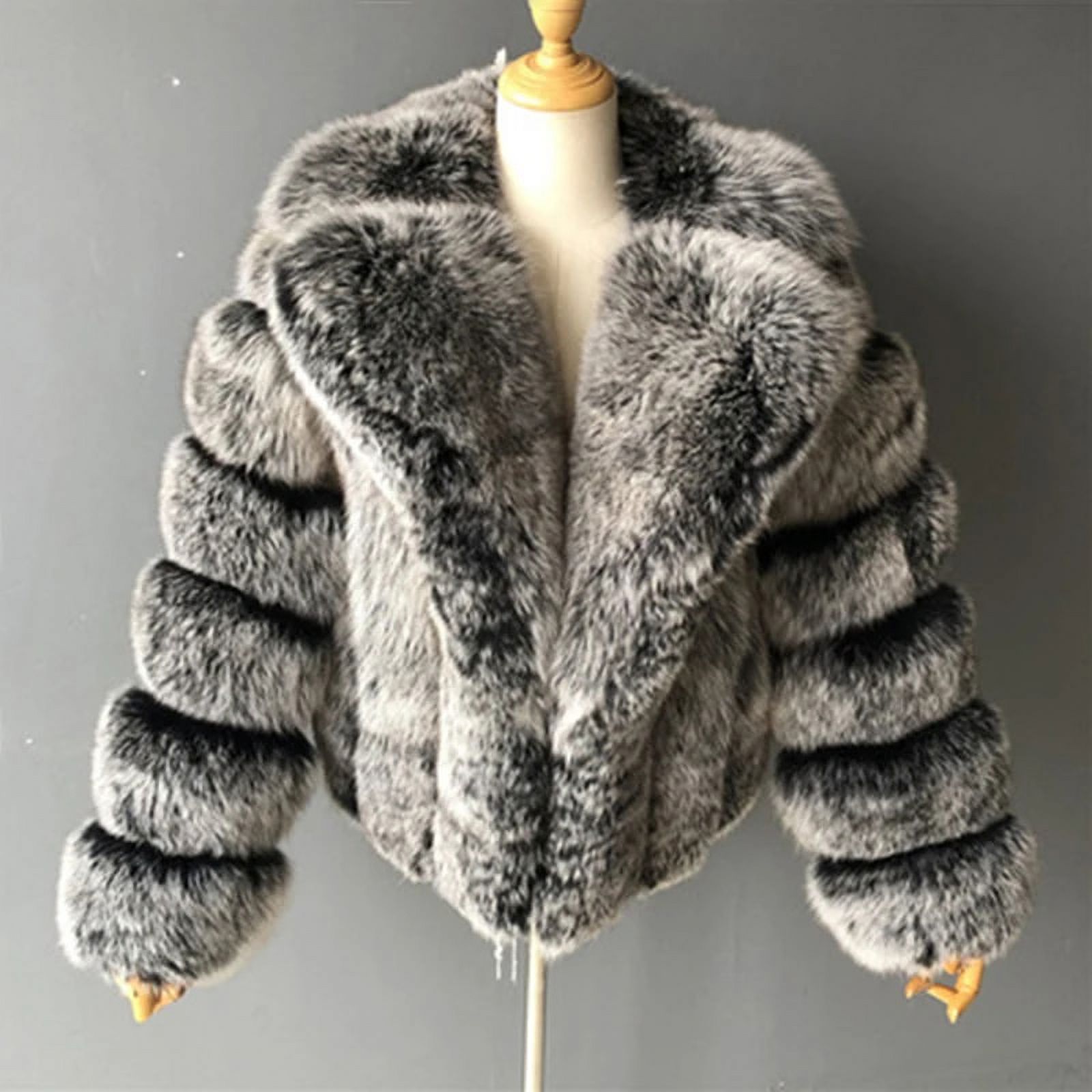 PIKADINGNIS Winter Thicken Mink Coats Women Fashion Turndown Collar Short Faux Fur Coat Elegant Warm Plush Outerwear Womens Jacket - image 2 of 6