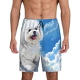 thumbnail image 1 of Balery Cute Cloud Bichon Frise Pantalones cortos de pijama de punto de algodón para hombre con cinturilla y bolsillos-3X-Large, 1 of 6