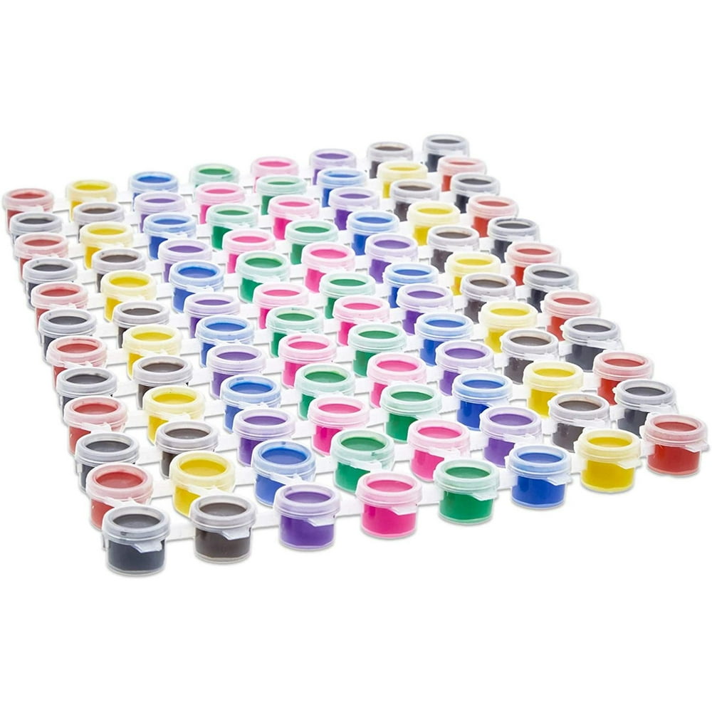 12 Strips 96 Acrylic Paint Pots with Lids for Kids in Bulk, Arts Crafts