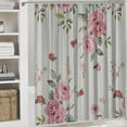 thumbnail image 6 of Creowell Watercolor Vintage Floral Shower Curtain, Blush Pink Peach Rose Blossom,Polyester Fabric Valentines Day Bathroom Decor Set with Hooks 69x72, 6 of 7