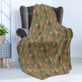 thumbnail image 4 of Floral Soft Flannel Fleece Throw Blanket, Hand Drawn Exotic Big Leaves and Flowers Garden Art, Cozy Plush for Indoor and Outdoor Use, 60" x 80", Sepia Multicolor, by Ambesonne, 4 of 5