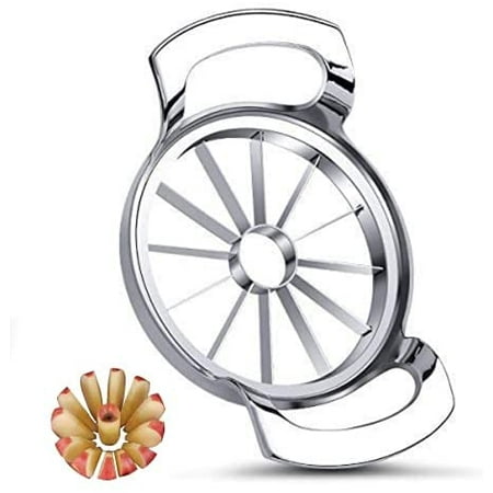 

Apple Slicer Upgraded Version 12-Blade Extra Large Apple Corer Stainless Steel Ultra-Sharp Apple Cutter for Up to 4 Inches Apples.Silver