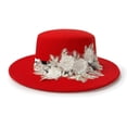 thumbnail image 5 of Womens Beach Hat Unisex Retro Floral Jewelry Style Wide Brim Party Hat Red One Size, 5 of 6
