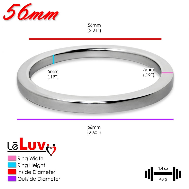 LeLuv Eyro CBT Cock Ring Testicle Stretcher w/ Eye Hooks Stainless Steel  (45mm Height, 35 mm (1.40))