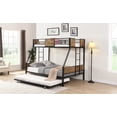 thumbnail image 4 of Twin Over Full Metal Bunk Bed With Trundle Side Ladder Guardrail Black Brown, 4 of 12
